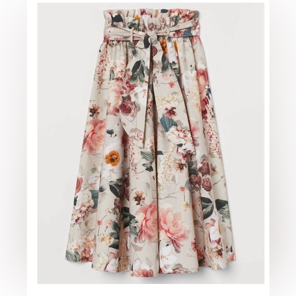 H&M paper bag waist floral skirt